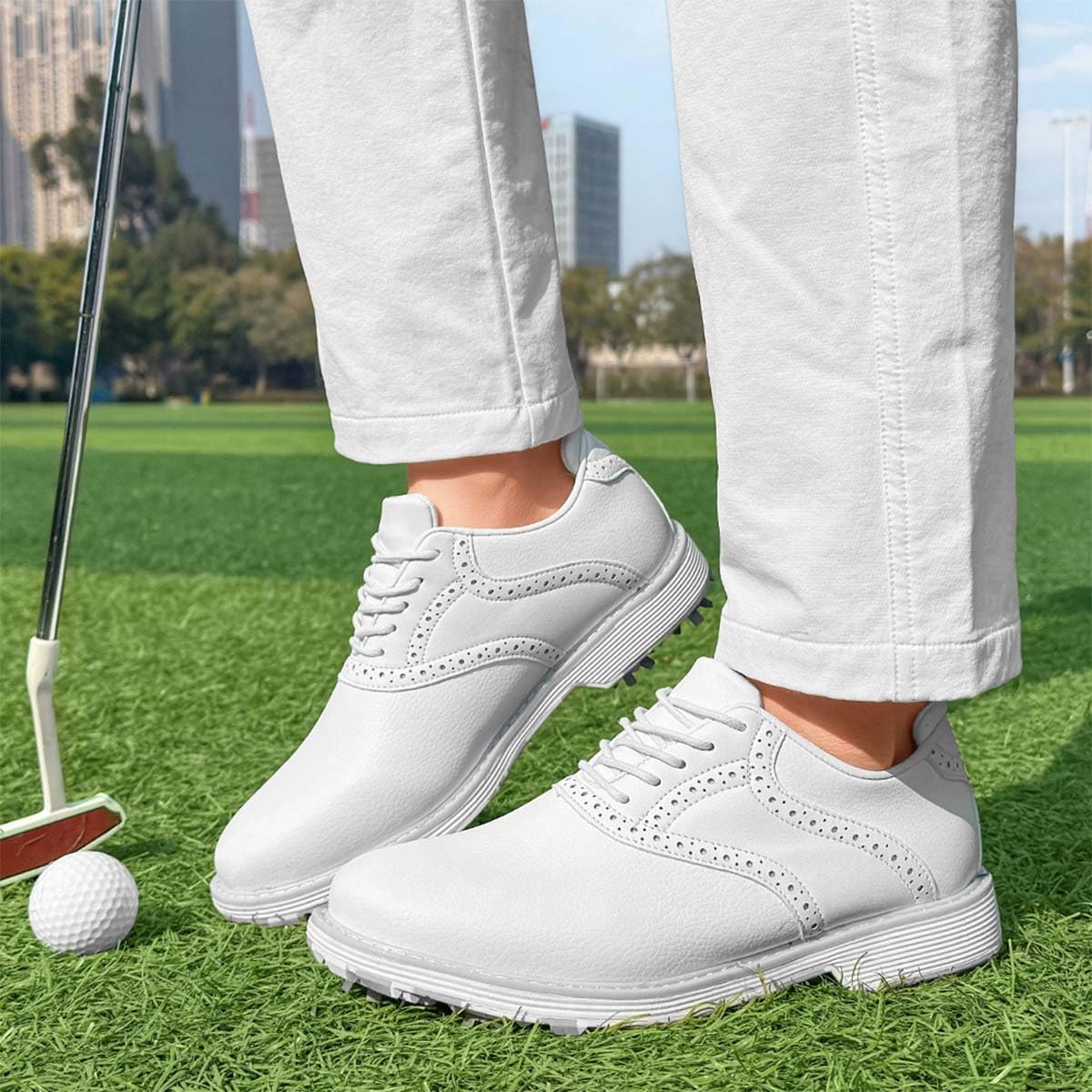 Zapatos de Golf de Cuero Impermeables para Mujer