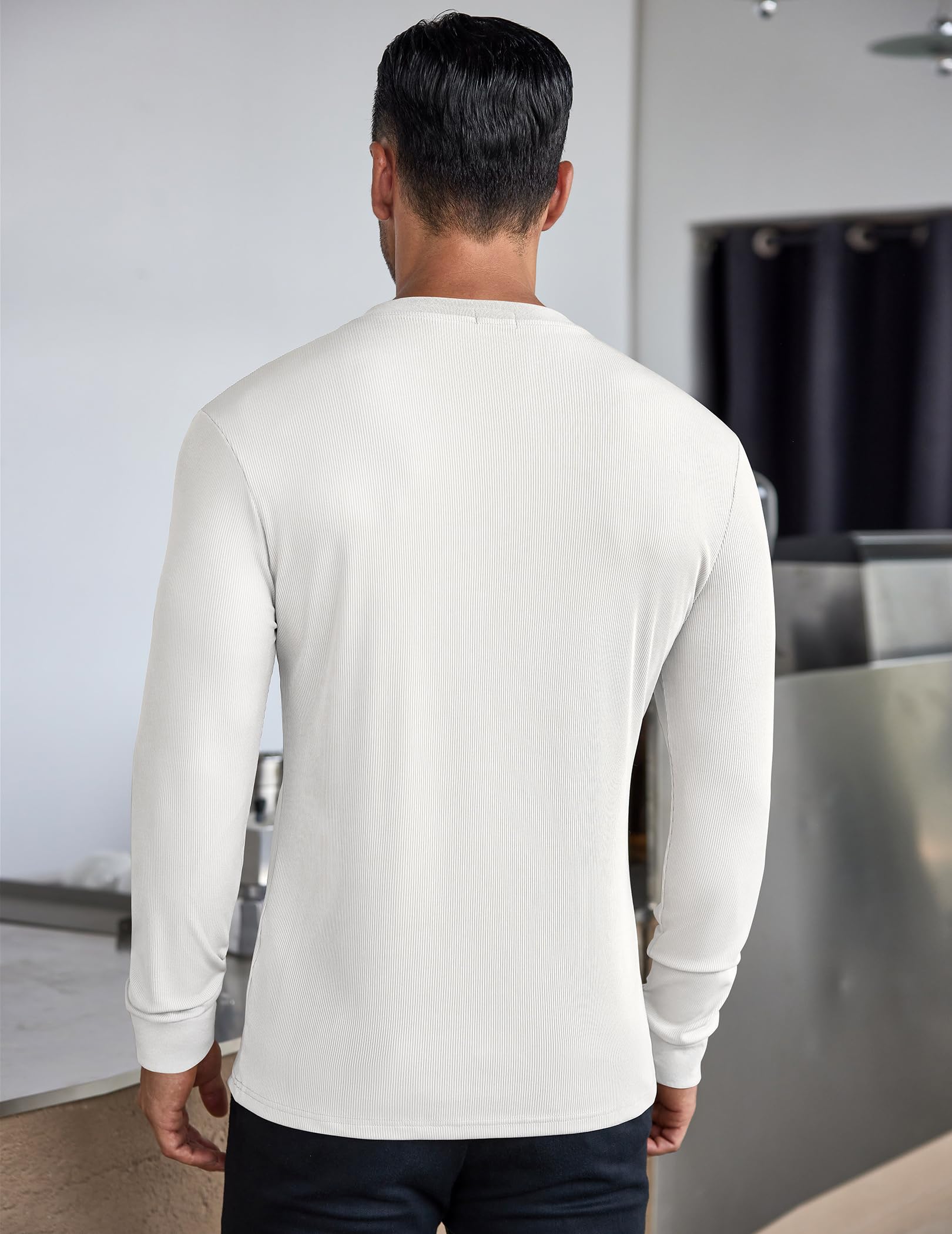 COOFANDY Langarmshirts für Herren Henley Shirt Longsleeve Tshirt mit Knopfleiste Langarm Shirt Long Sleeve T-Shirt Gerippt Henley Pullover