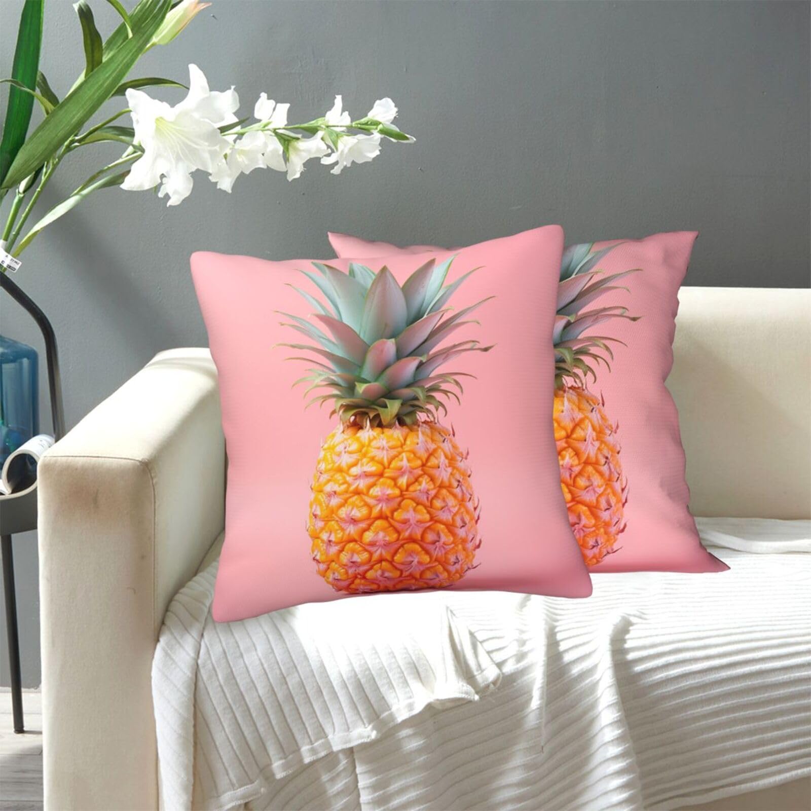 FekiLoot Decorative Throw Pillow Covers Modern Farmhouse Pillowcase Double Sided Cozy Cushion Cover for Sofa Couch Bed 12"X12" A Pineapple