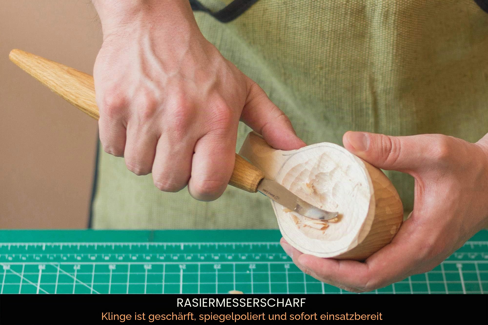 BeaverCraft Hakenmesser Holzschnitzerei SK4s Langmesser Schnitzwerkzeuge zum Löffelschnitzen 6cm Langer Griff 20cm Löffelmesser Holzschnitzwerkzeuge Schüssel Kuksa Schnitzwerkzeug