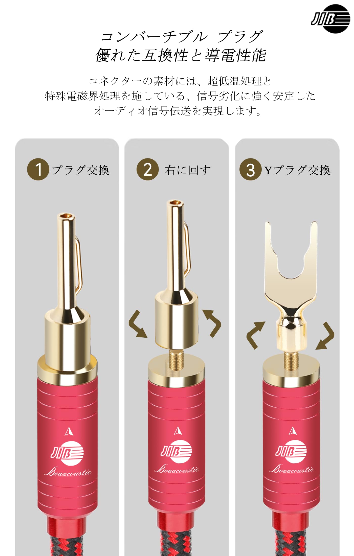 Amazon | JIB スピーカーケーブル 3.0M [オスーオス