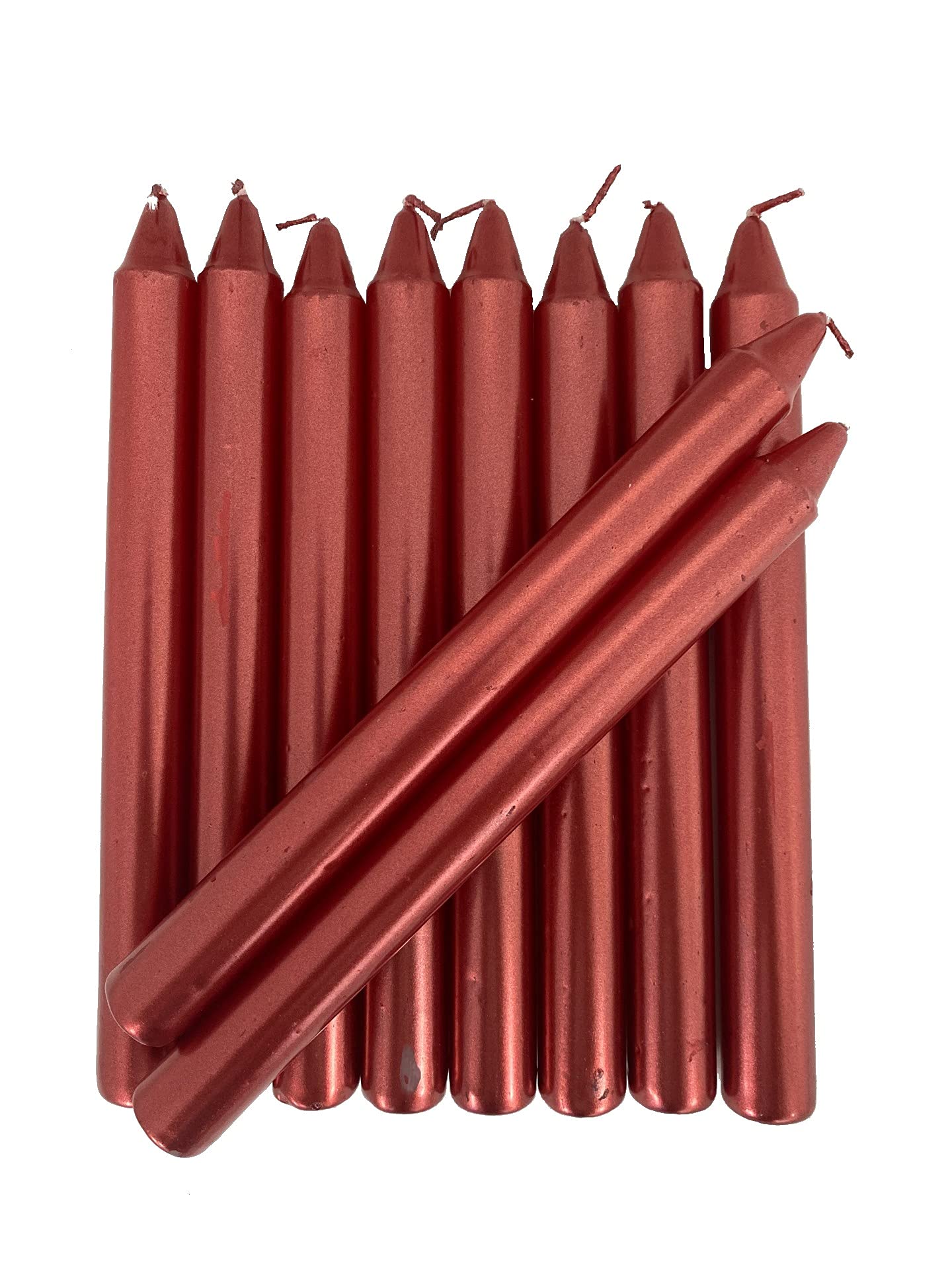 Shine Red Dinner Metallic Coat Candles Non-Drip Tape Candles Home Party Church 10 Pcs (Red)