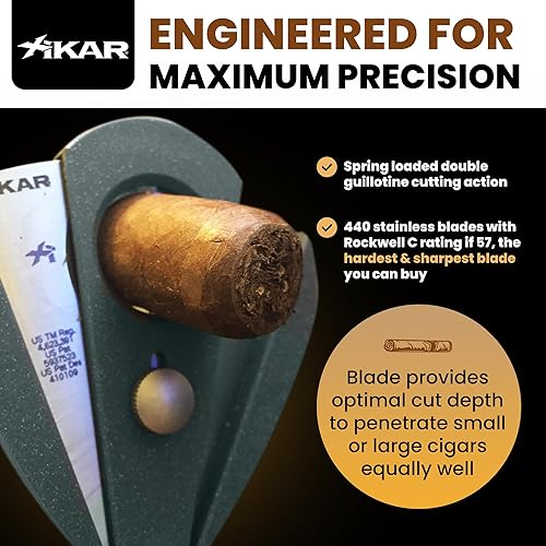 Miniatura 3 de Xikar Cortador de puros Xi2  Cortador de cigarros de guillotina doble de precisión con cuchillas de acero inoxidable 440, gris granito  Rockwell C