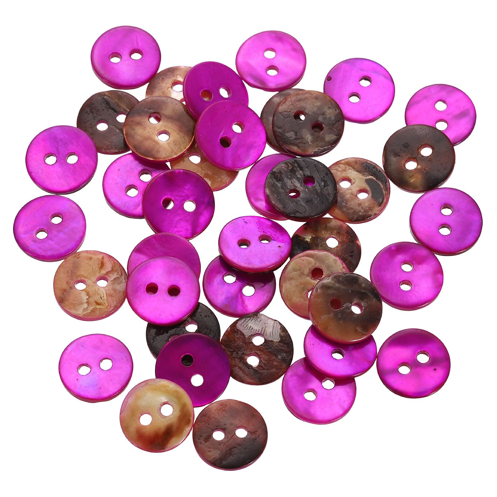 sourcing map 40Pcs Natural Shell Buttons, 10mm 2 Hole Mother of Pearl Blazer Buttons Sewing Craft Shell Discs for Shirt Sewing DIY Crafts Decoration, Rose Red