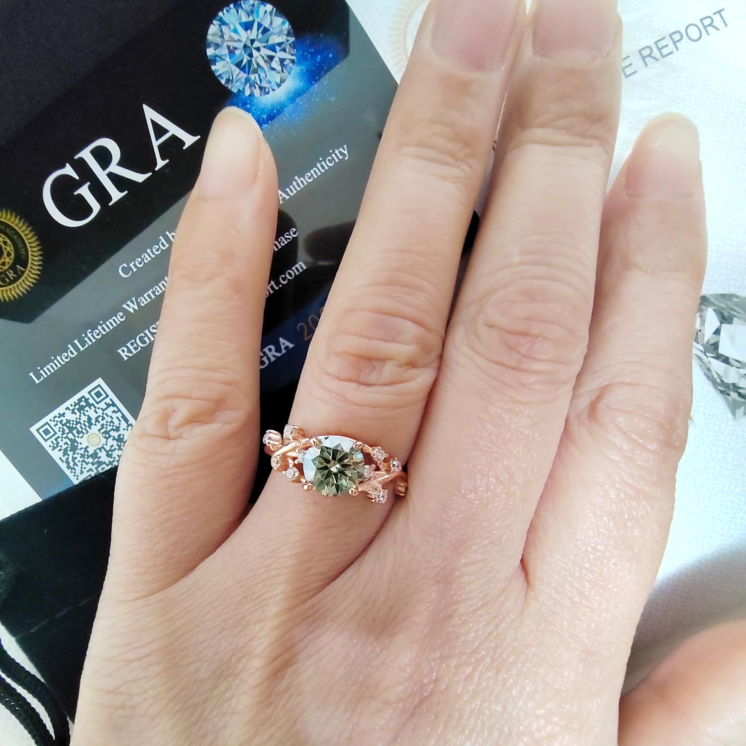 Anniversary Women Ring - 1CT Teal Moissanite Jewelry Wedding Gift S925 Silver Plated Rose Gold Engagement rings