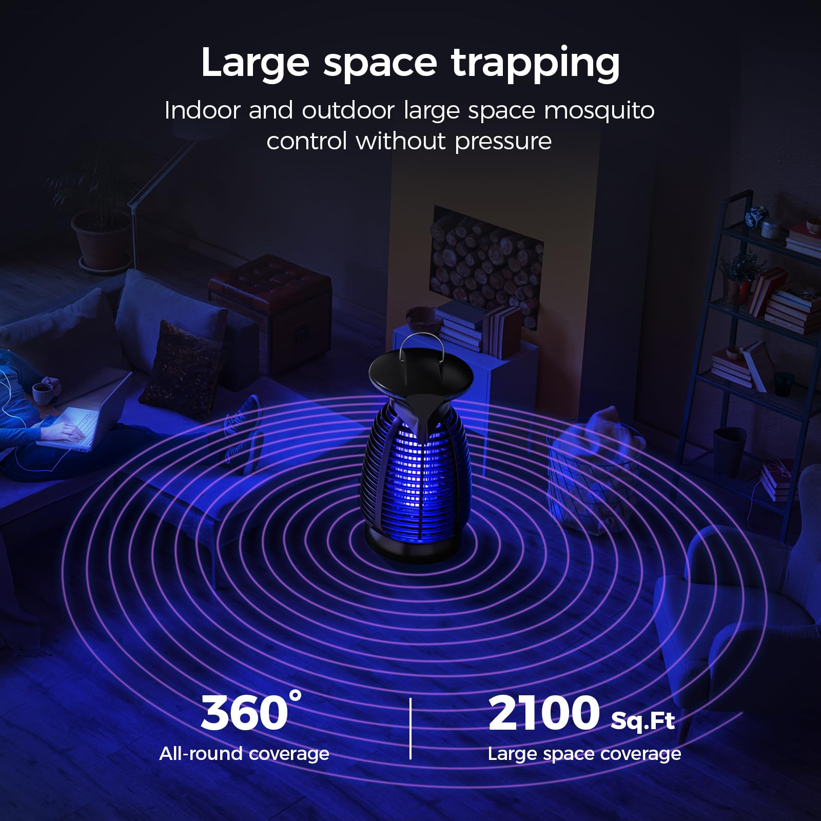Zapper para Insectos al Aire última intervensión con luz LED – Trampa eléctrica para Mosquitos para Insectos al Aire última intervensión e Interior para la Cocina del hogar, Patio, Patio Trasero