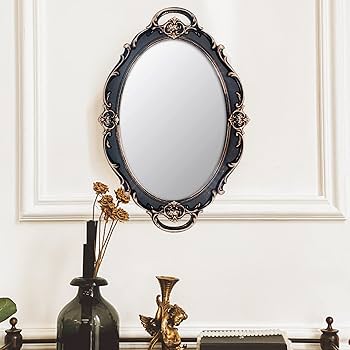 金ペイント仕上げの円形ミラー　スペイン　ビンテージ　アンティーク絵画 楽天市場】クラシック調フレーム ウォールミラー 花 丸形 / 白