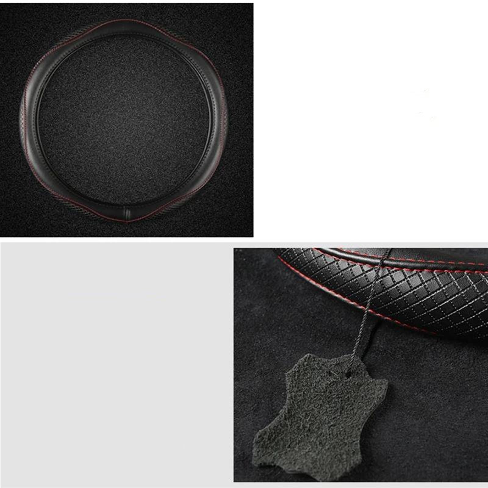 Interni Auto Eleganti In Pelle Antiscivolo Coprivolante Accessori Per Ford Per Fusion Per Mondeo Per Focus GT Ka(Black red O shspe)