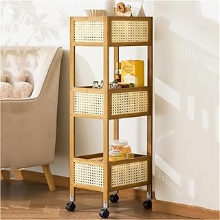 12 Bathroom Cart Ideas for Flexible Storage and Style 23 Bamboo 3-Tier Storage Rack with Wheels Rolling Snack Cart with Basket Bo...