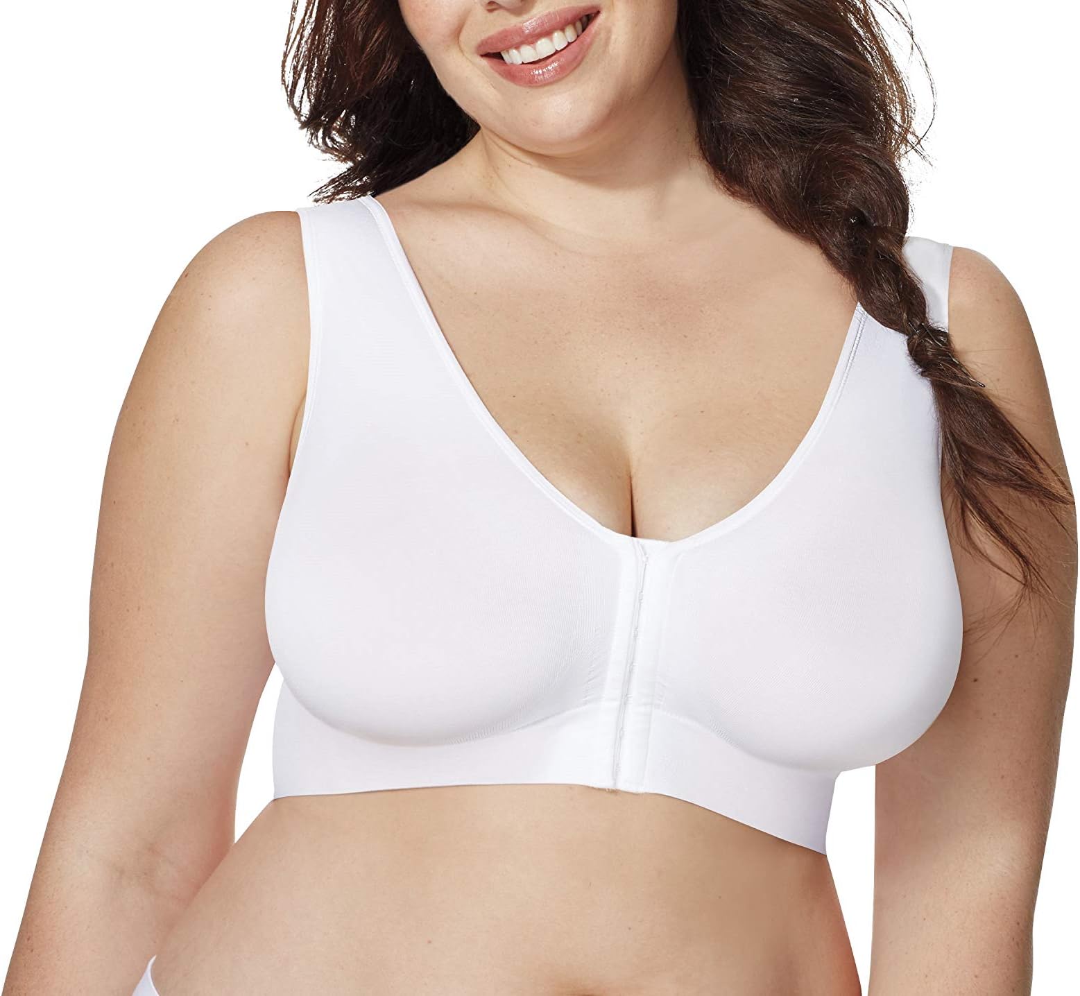 Just My Size Plus Women's Pure Front Close Wire Free W/Wicking