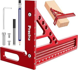 Preciva Esquadro de carpinteiro 3D com lápis e bloco fixo, esquadro metálico de 22,5-90°, régua de medição multiângulo, ferramentas rápidas de medição para carpintaria e medições precisas.