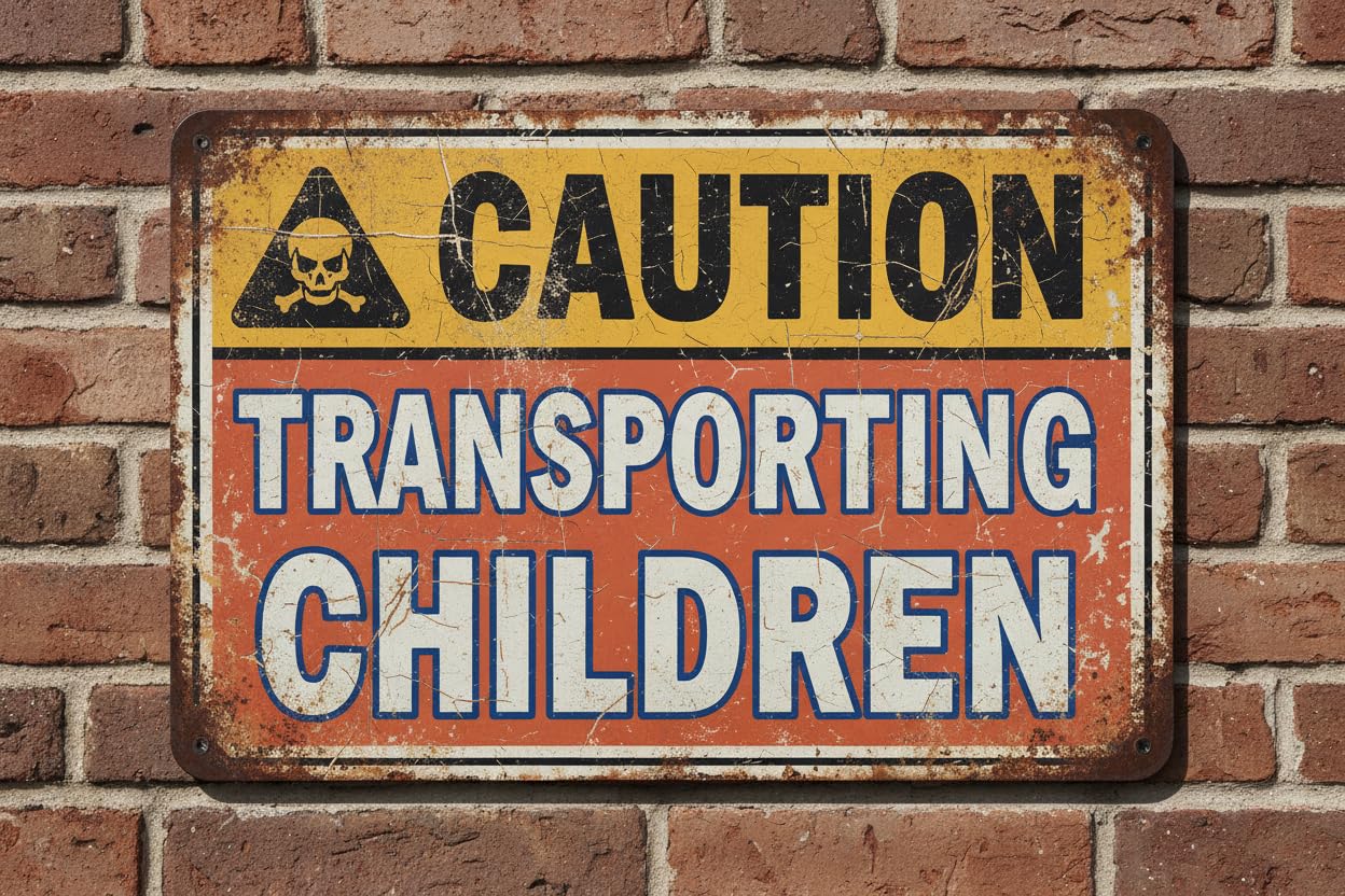 Wall Decor Caution Transporting Children Decal 8x12Inch Vintage Signs Aluminum Plates Printed