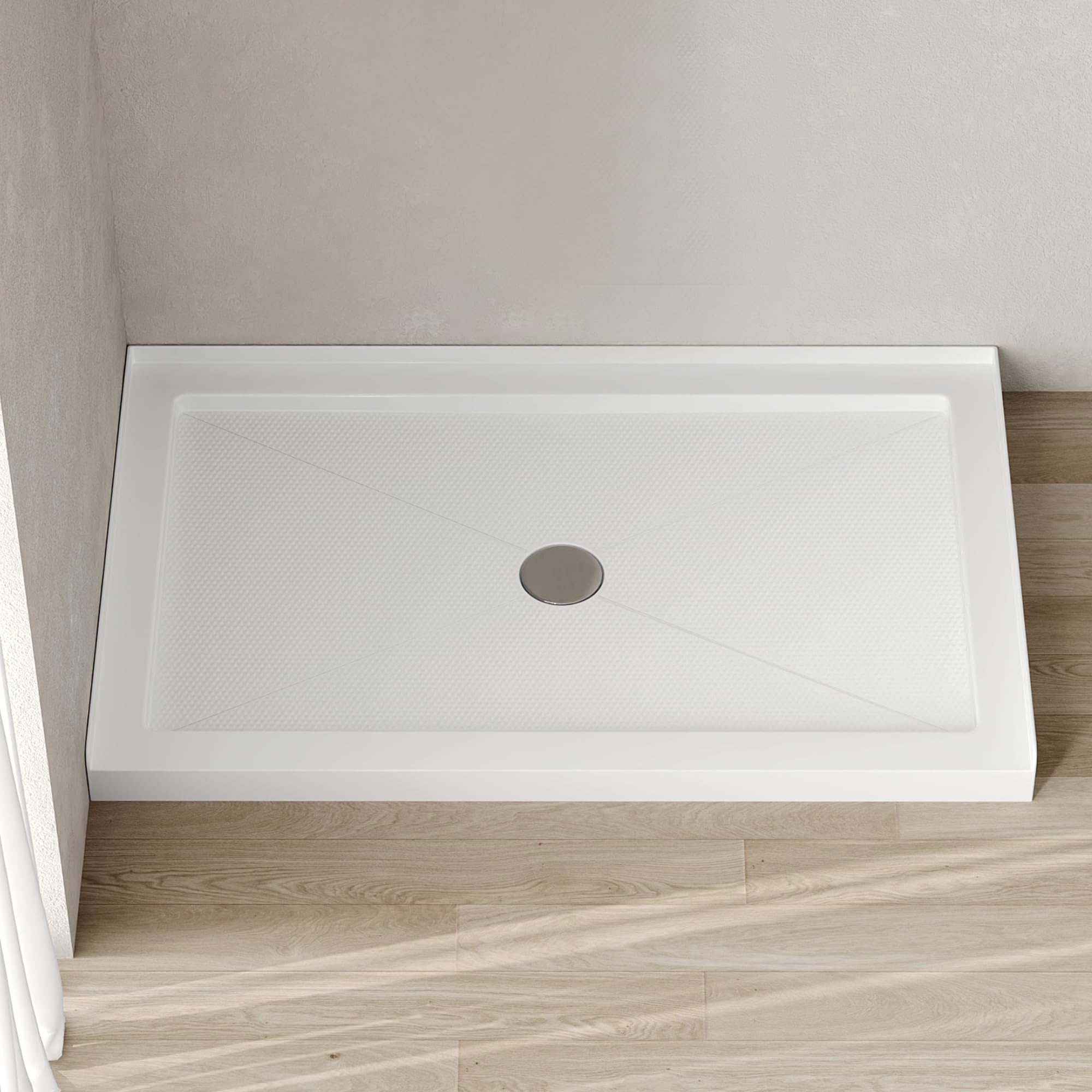 DeerValley 48"L X 30"W Center Drain Shower Base in White