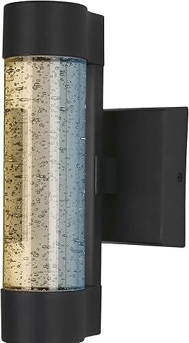 Sunlite 81041 - Aplique de pared cilíndrico LED de 12 pulgadas para exteriores, cilindro acrílico transparente, 10W, 600 lúmenes, color