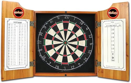 Budweiser - Juego de armario de dardos de madera