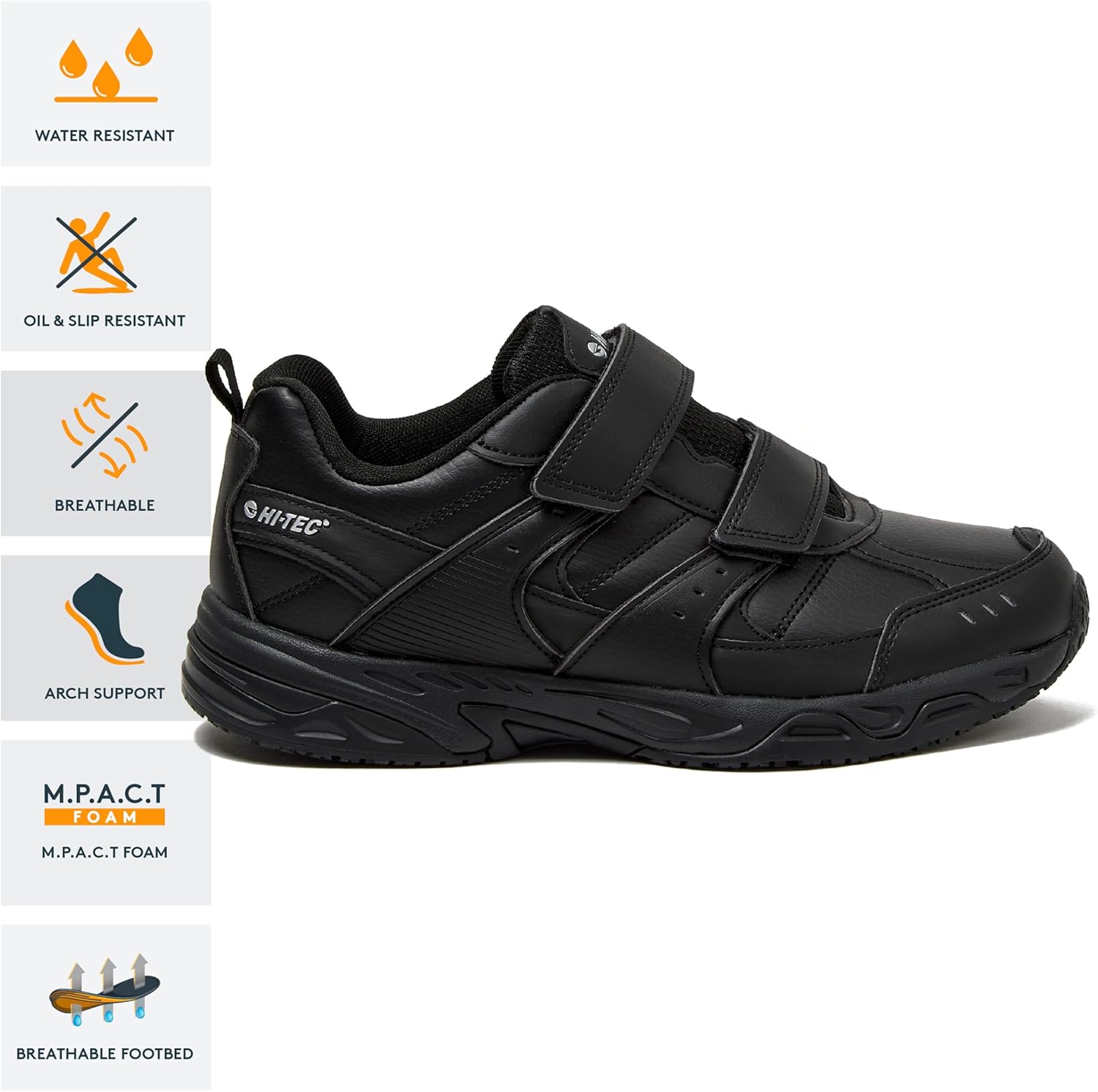 HI-TEC Fusion SR Strap Non Slip Hook and Loop Mens Shoes