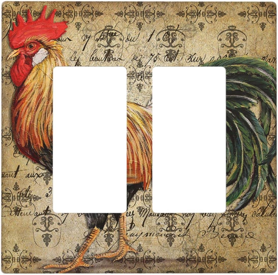 Gigszay Vintage Rooster Light Switch Cover Decorative 2 Gang Electrical