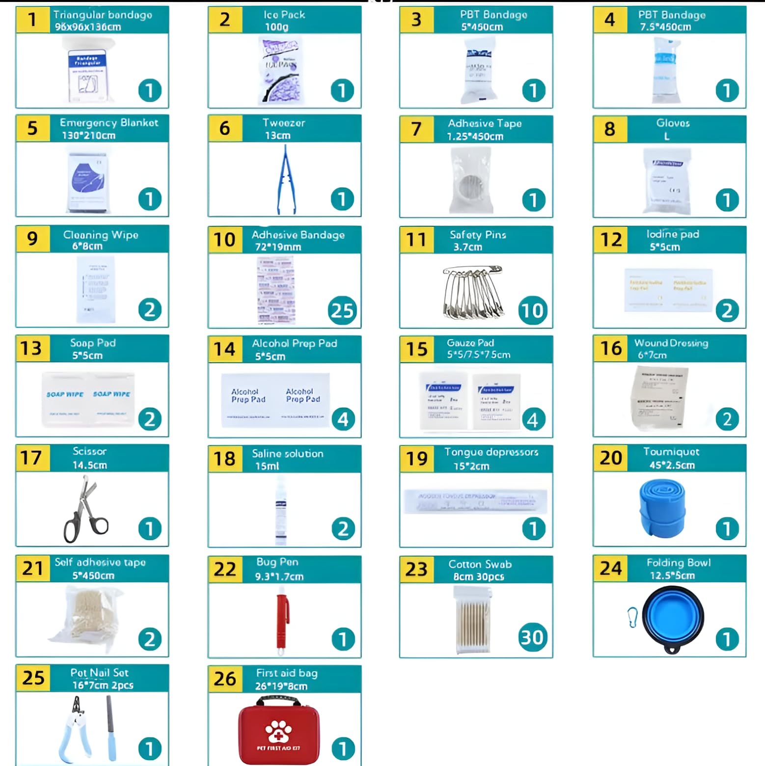 PAWSPLAY Pet First Aid Kit for Dogs & Cats, 101-Piece Emergency Kit with Bandages, Wound Care, Tick Remover, Nail Clipper, Portable Waterproof Travel Kit for Hiking, Camping, Car & Home Safety - image 8