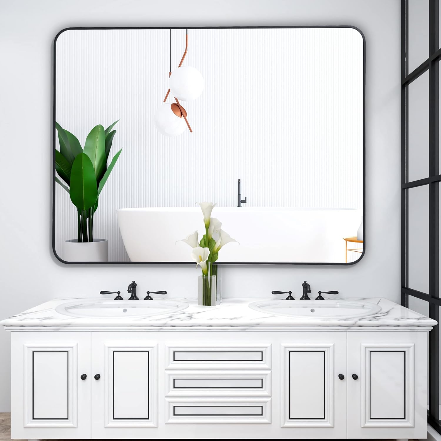 DESBING Black Bathroom Mirror, 30" x 40" Wall Mirror with Metal Frame