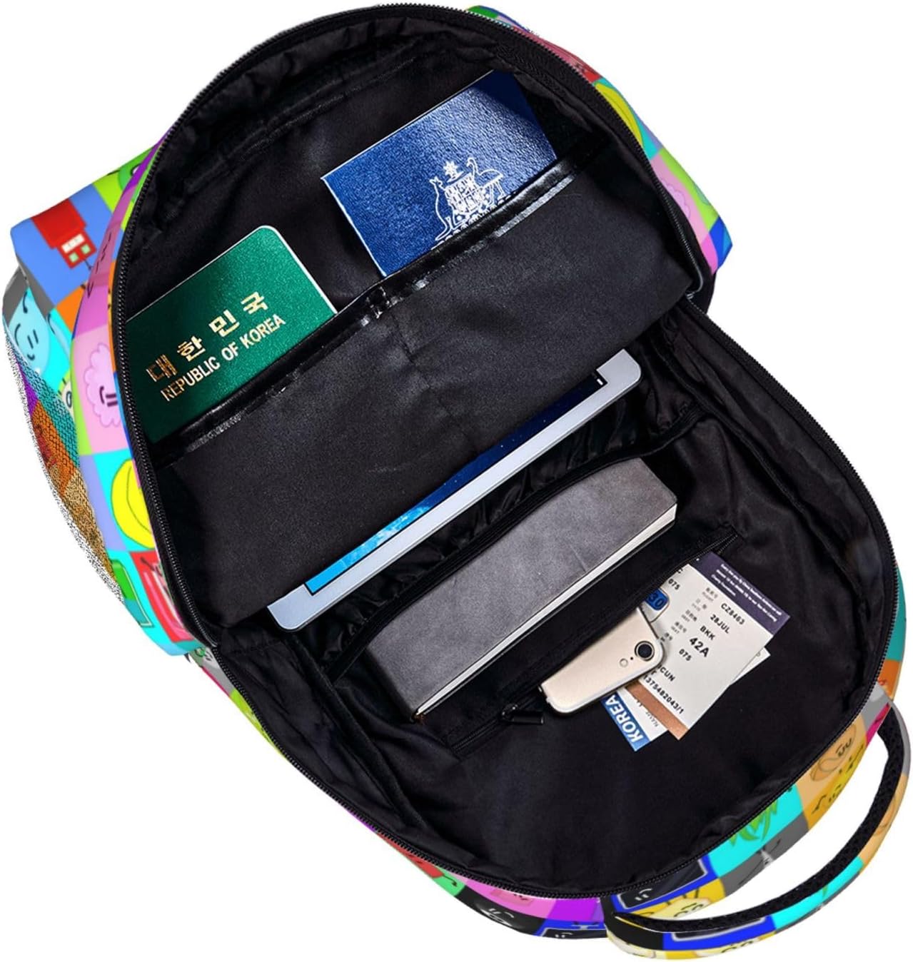 Lightweight Hiking Daypacks Backpack With Full Print, Adjustable Shoulder Straps, Black2