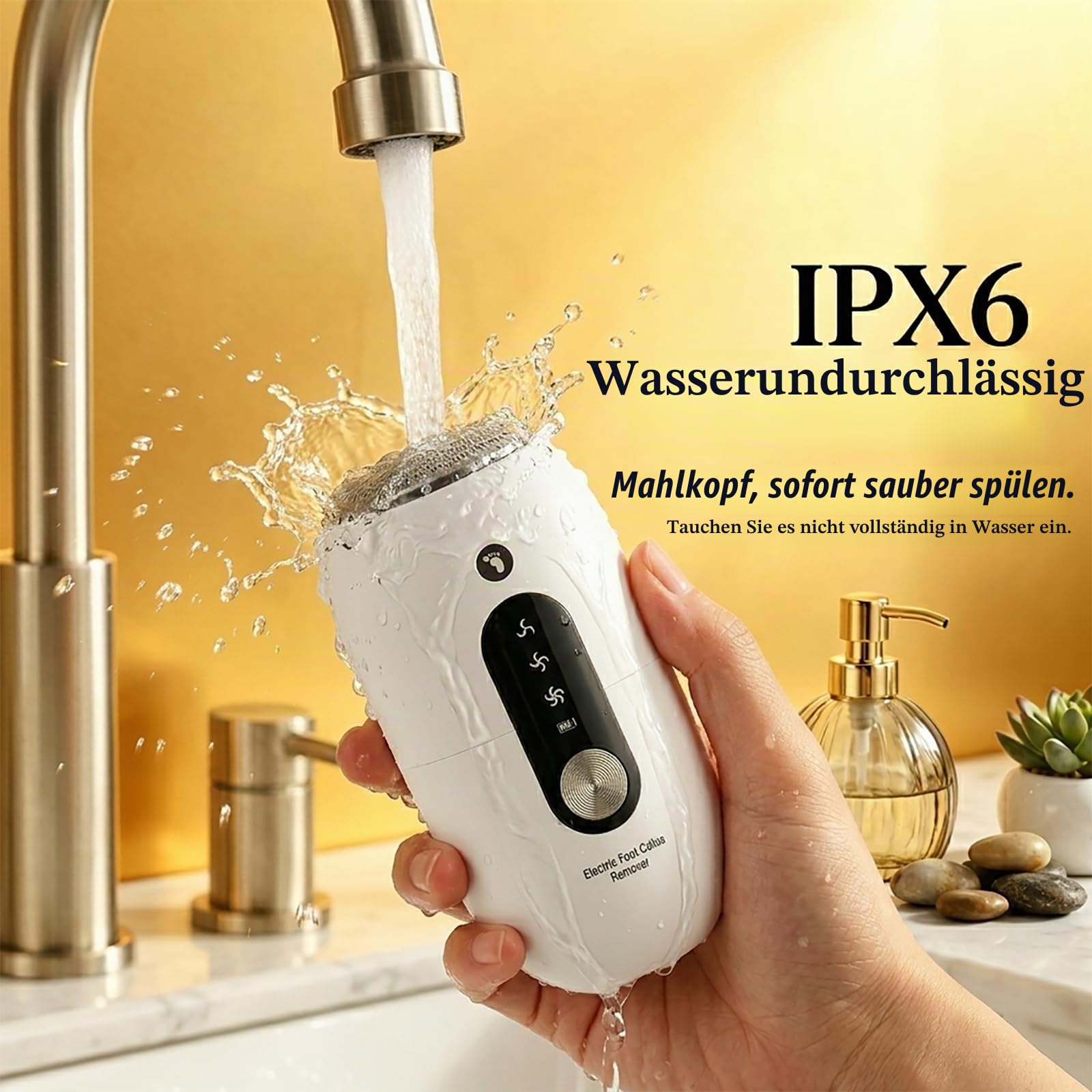 Hornhautentferner Elektrisch Fußfeile Pediküre Set Gerät | Fußfeile Elektrisch, 26000Pa Leistung, 3 Geschwindigkeiten, IPX6 wasserdicht, 750mAh Akku, USB-C, für gepflegte Füße