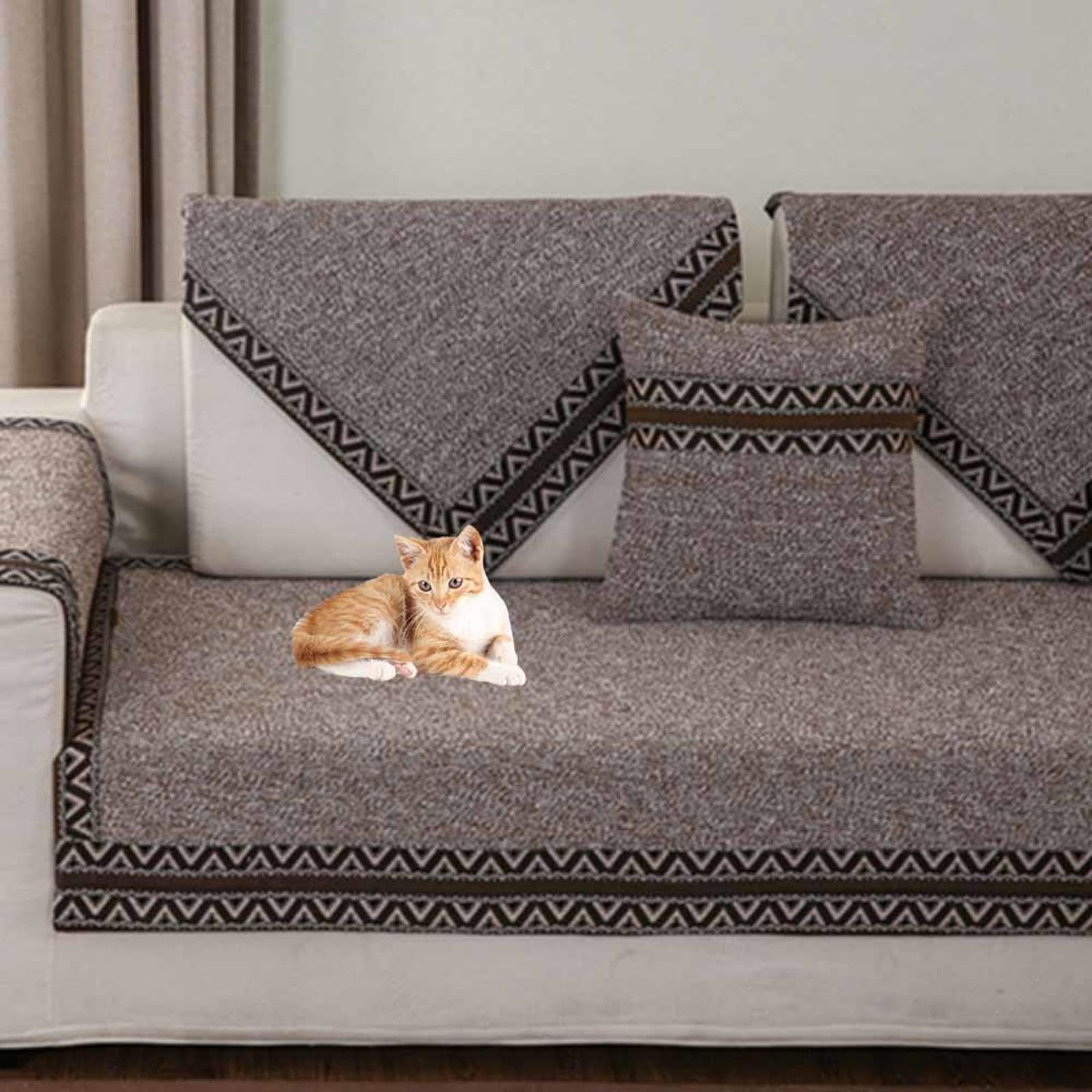 Racib Funny Fuzzy Corner Non Slip Sofa Cover,Velvet Sofa Covers Waterproof Sofa Slipcovers Couch Covers dog protector Apply To L Shape 1 Seater 2 Seater 3 Seater 4 Seater Sofa,X-90x240cm