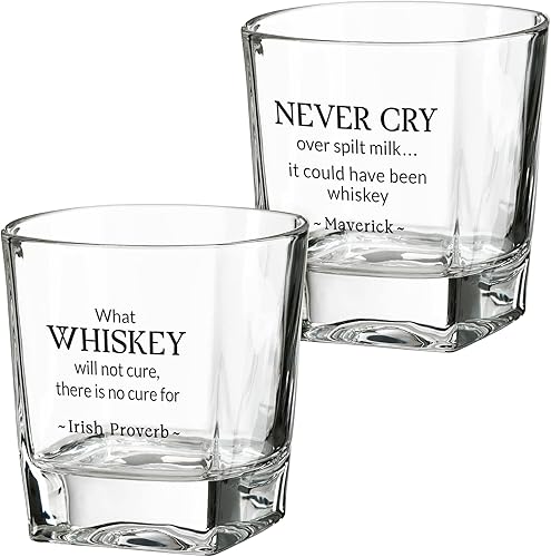 Miniatura 3 de Lillian Rose Juego de 2 vasos de whisky con frases famosas, color negro