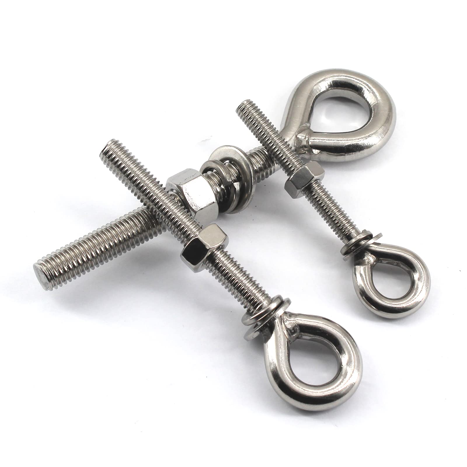 Bullone a occhiello in acciaio inox M16 con dado e rondelle gambo lungo filettato Rod Ringbolt anello chiuso occhiello bullone