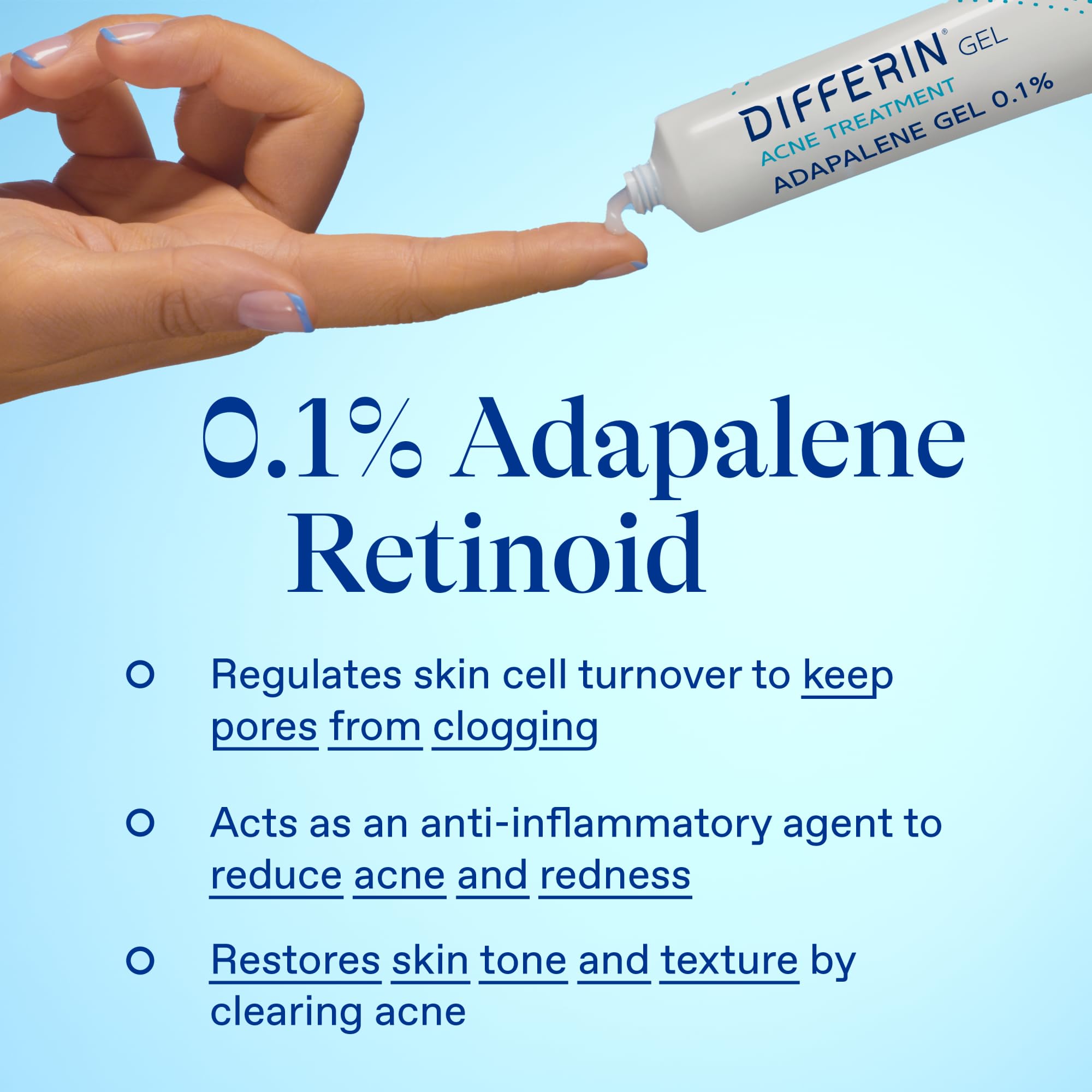 Differin Acne Treatment Gel, 180 Day Supply, Retinoid Treatment for Face with 0.1% Adapalene, Gentle Skin Care for Acne Prone Sensitive Skin, 45g Tube, Pack of 2 (Packaging May Vary): Tube 60 Day Supply (30g)