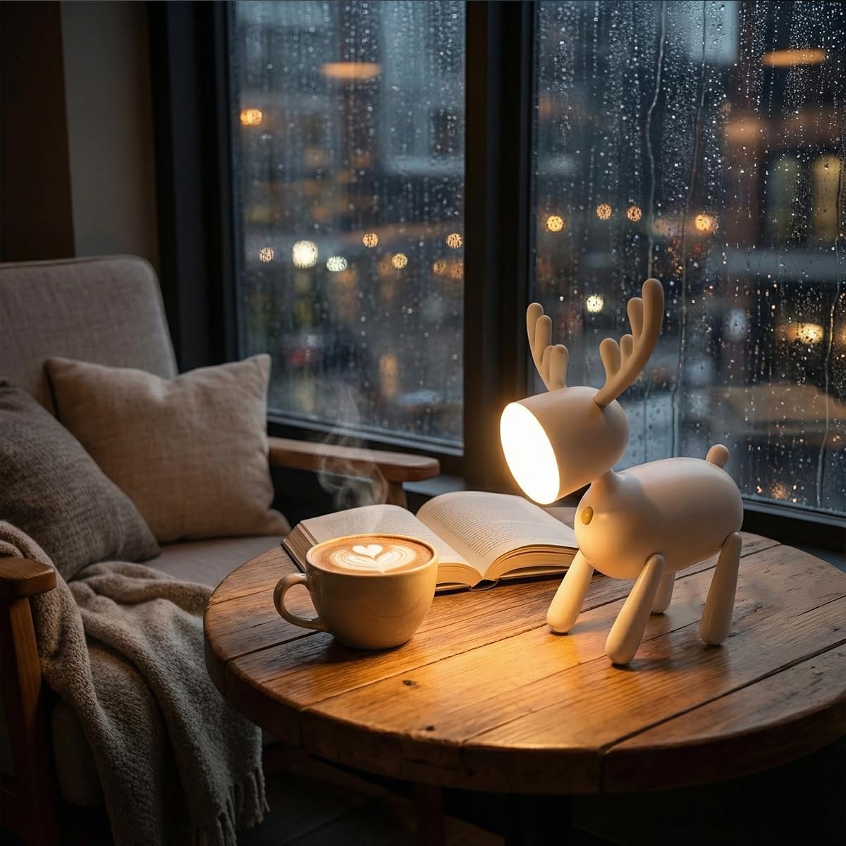 LED Kids Night Light Cute Reindeer Elk Lamp-USB Rechargeable, Dimmable Color Temperature and Brightness Adjustable, White and Warm can be Switched, Timing Function, Fabulous Ideal Gift