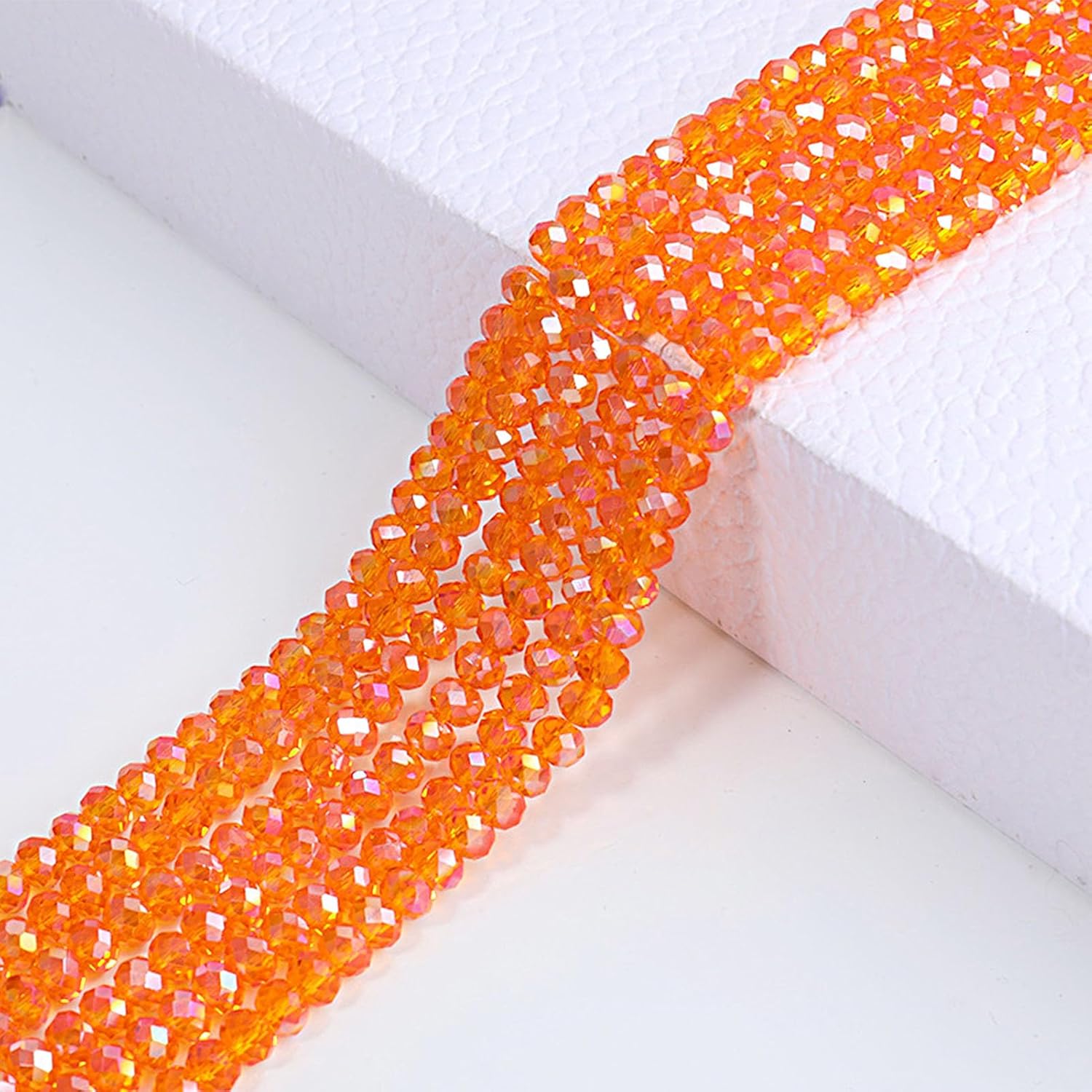 786pcs Crystal Glass Beads Gemstone Glass Beads Loose Beads Rondelle Crystal Beads Crystal Spacer Beads for DIY Craft Bracelets,Necklace,Earrings,Jewelry Makings,3mm,4mm,6mm,8mm (Orange Red AB) - Image 3