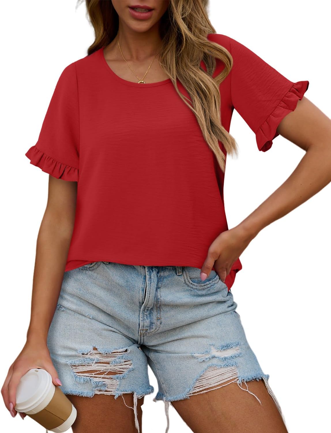 CRAZY GRID Women's Shirts Summer Casual Crewneck Short Sleeve Blouses Cute Floral Print Tunic Tops - Image 4