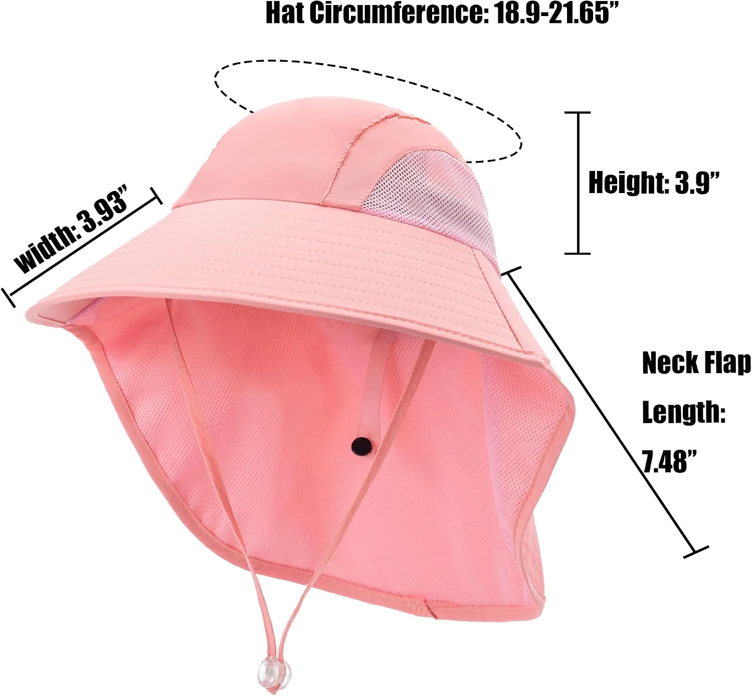 3 Pieces Kids Sun Hats with Neck Flap UV Protection Fishing Hat Unisex Children Wide Brim Beach Hat for Age 4-12