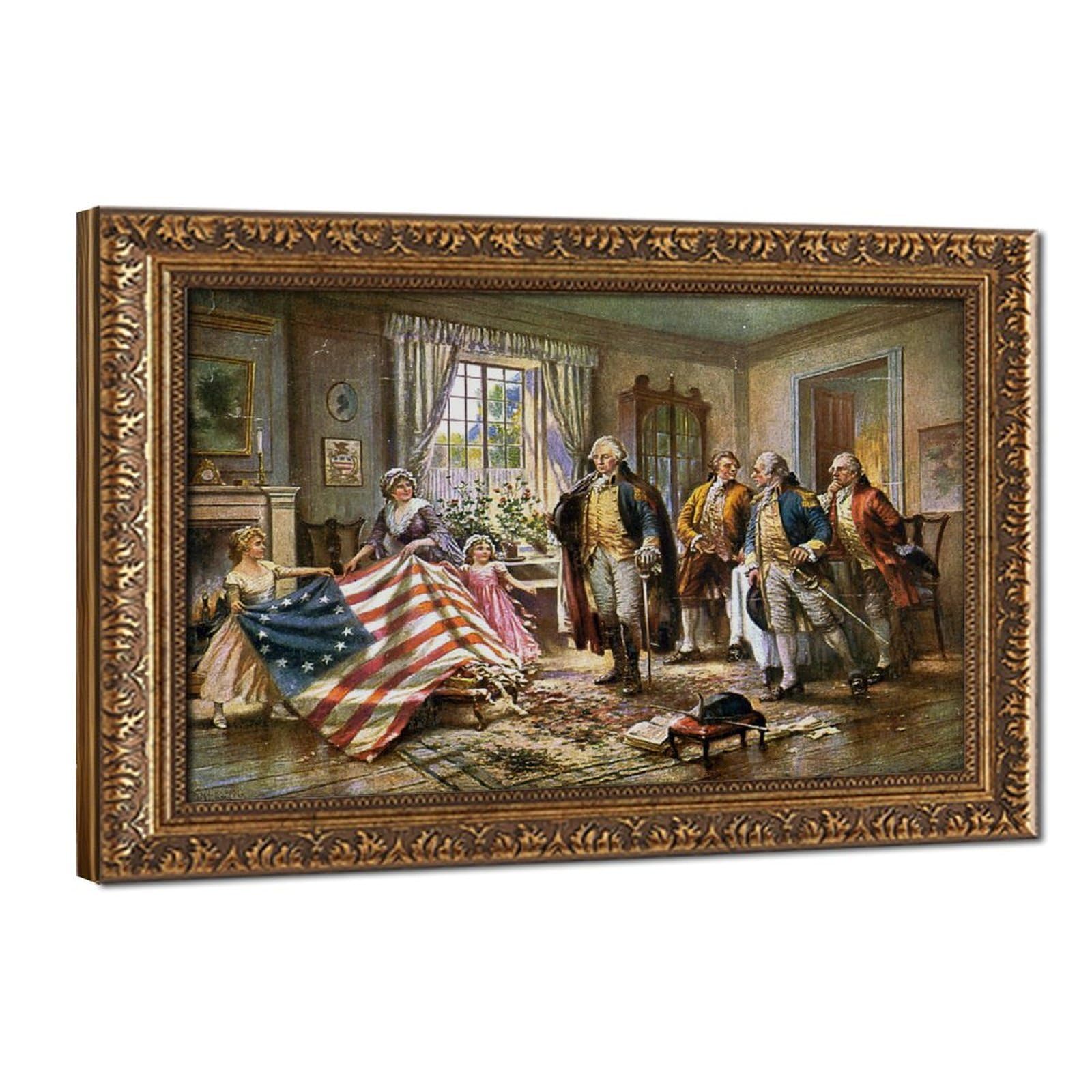 WCYB The Birth of Old Glory - Betsy Ross Presenting The Flag to George Washington by Edward Percy Moran Posters Prints Canvas Deco Paintings Wall Art Hanga
