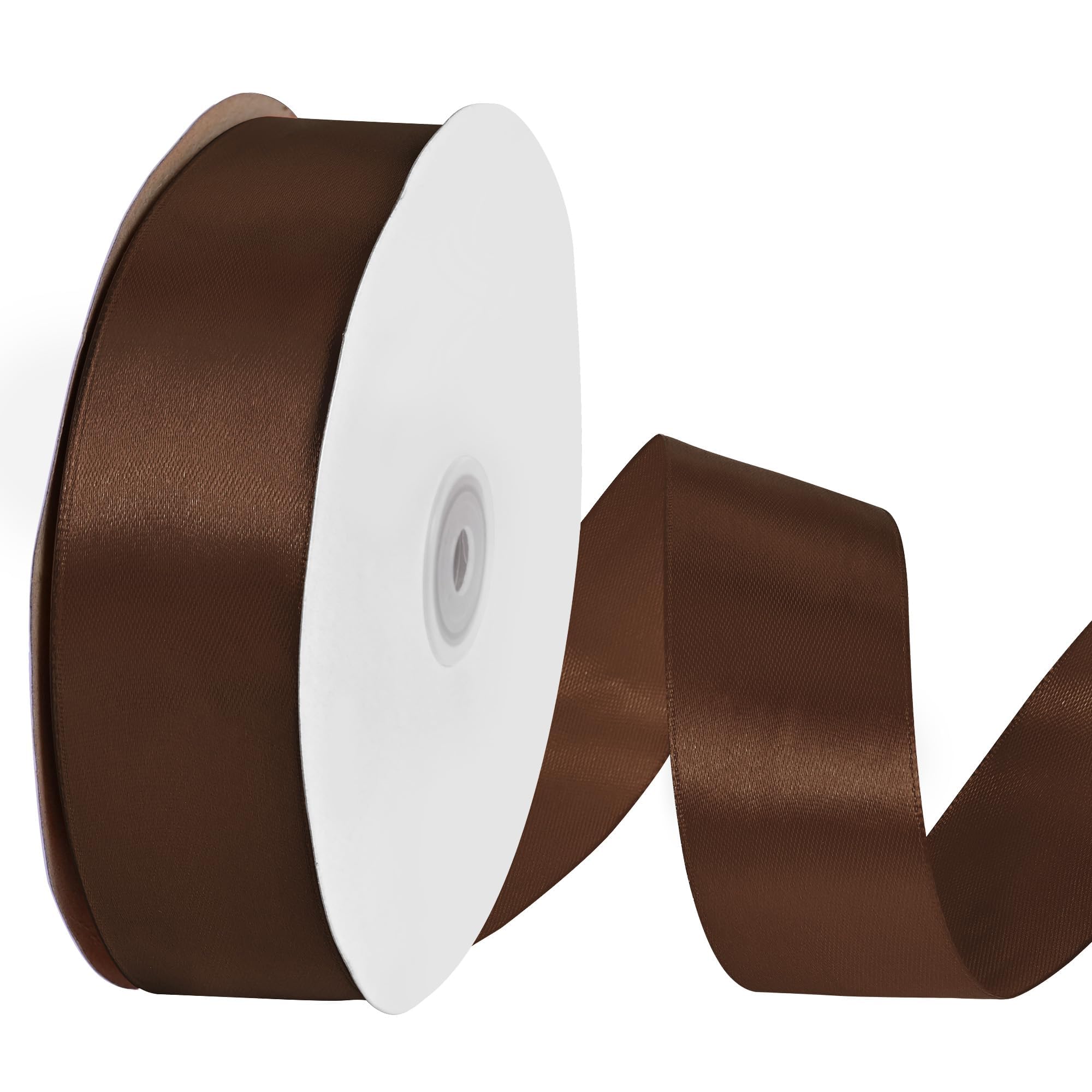 Gliberli Brown Satin Ribbon 1-1/2 inch X 100 Yards Fabric Ribbons for Gift Wrapping Bows Bouquet Sewing Craft Home Decor Hair Floral