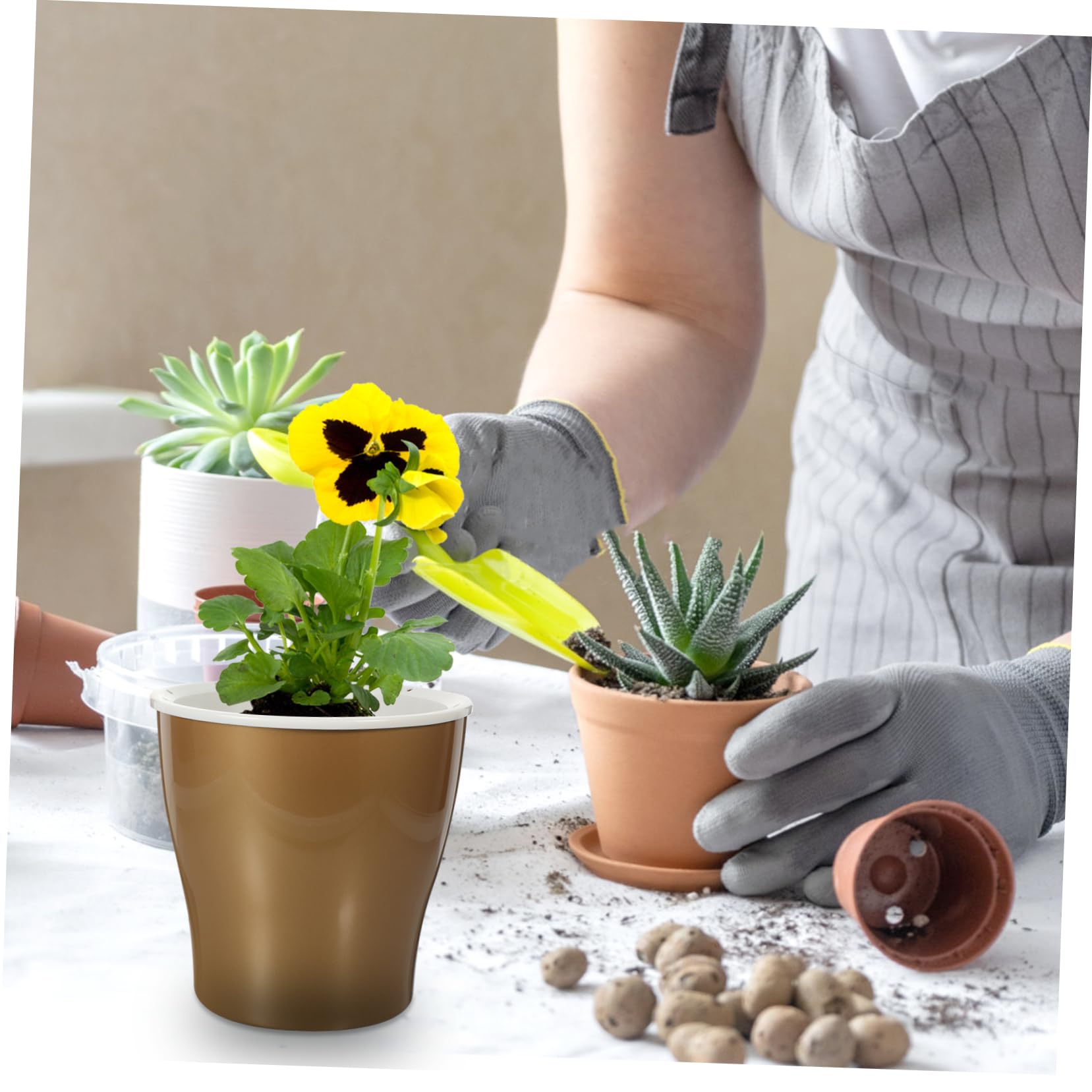 2pezzi Vaso Autoirrigante Plastica Portavaso Creativo Per Piante Con Di Riserva Design Chic Per Giardinaggio Casa Argento