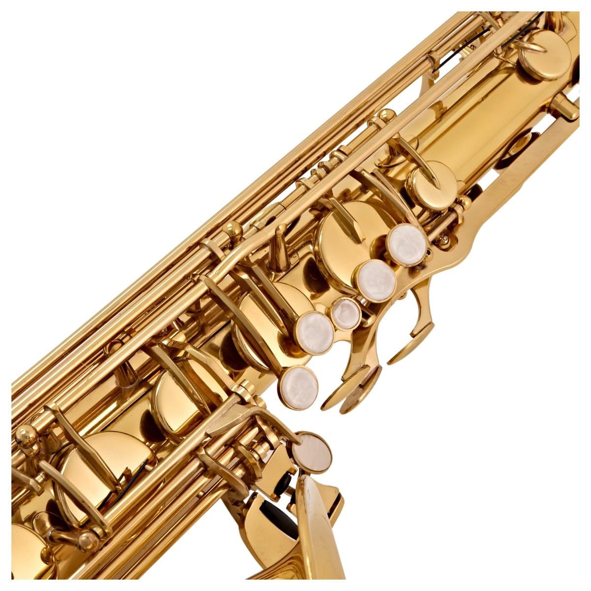 Sassofono Tenore di Gear4music Dorato | Tono Brillante a Risposta Facile, Campana Rimovibile e Chiave Fa# Acuto, Finitura Laccata Oro, Custodia e Ancia Incluse