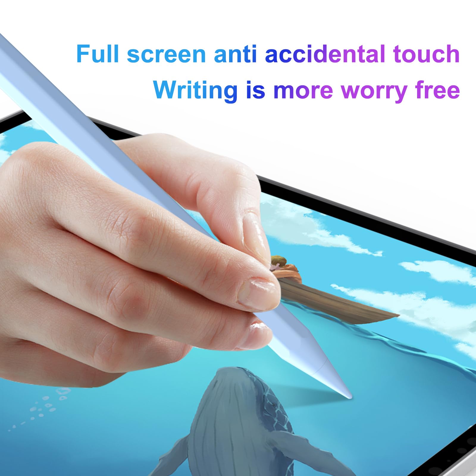 Penna stilo per iPad 9a e 10a generazione, ricarica rapida Apple iPad Stylus Pencil con Palm Rejection, compatibile con i Pad 2018-2024 6/7/8/9/10 generazione, Pro 13"/12,9"/11"/M4, Air 3/4/5/M2, Mini