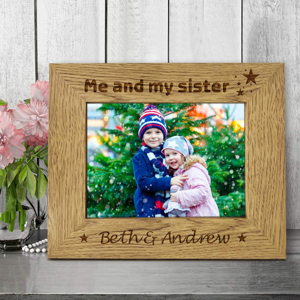 Edsg Design 1 Personalised Wooden Photo Frame Laser Engraved 7"X 5" Wooden Photo Frame For Parents Grandparents Uncle Auntie Custom Gift With Any Name Any Text Christmas (Landscape, )