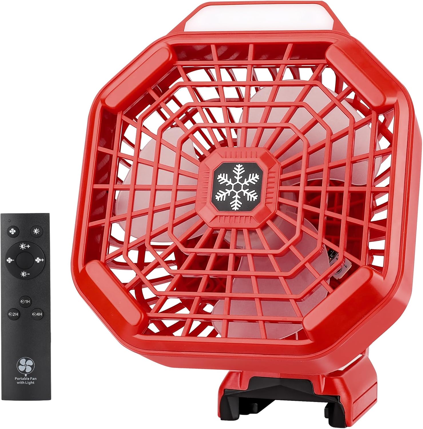 Cordless Camping Fan for Milwaukee Fan M18 18V Lithium-ion Battery, Potable Battery Operated Fan with 180LM Lantern, USB Port, Remote for Garage Home Office, 1800CFM 3-Speed