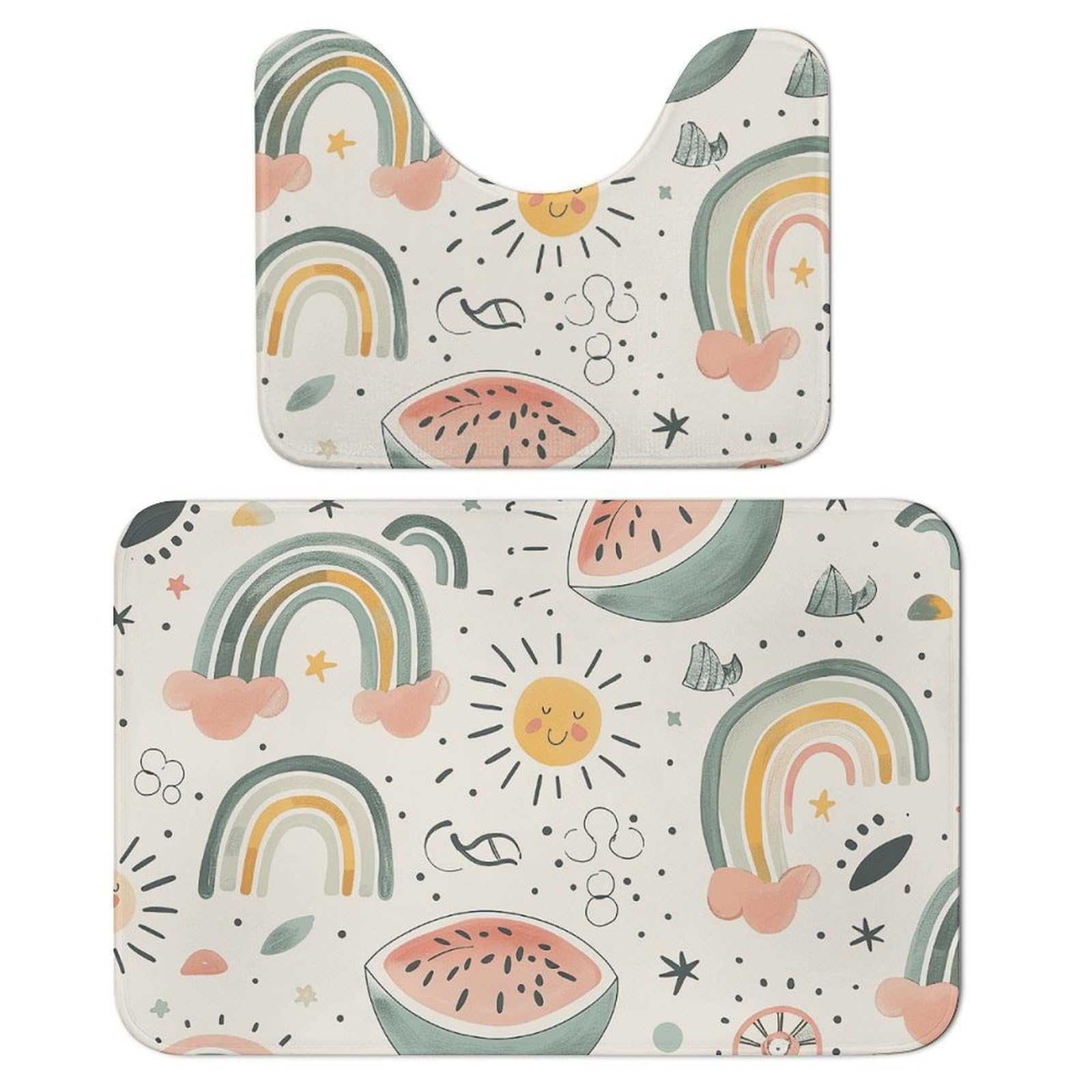 Tapis de salle de bain pour douche et cuisine en velours lot de 2