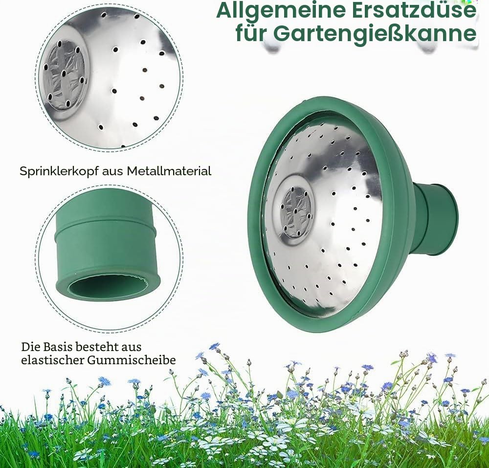 1 x grüne Universal-Gartengießkanne mit Rosenkopf, Wassersprinkler, Abdeckdüse, Gießkannen