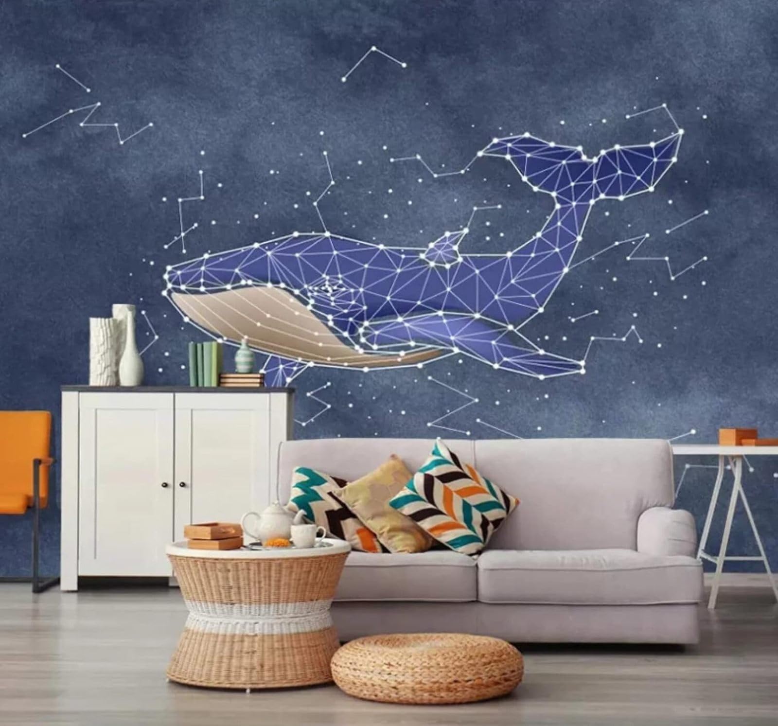 XLMING Creative Lines Watercolour Shark Unique 3D Wallpaper Luxury Silk Study Dining Feature Sofa Grey Bedroom Living Room Tv Decorative Wall-350cm×256cm