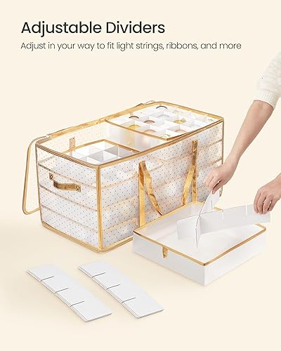 Miniatura 31 de SONGMICS Cajas grandes de almacenamiento para adornos de Navidad, bolas de 3 pulgadas, 8 bandejas, 128 ranuras, contenedor de plástico para Rojo