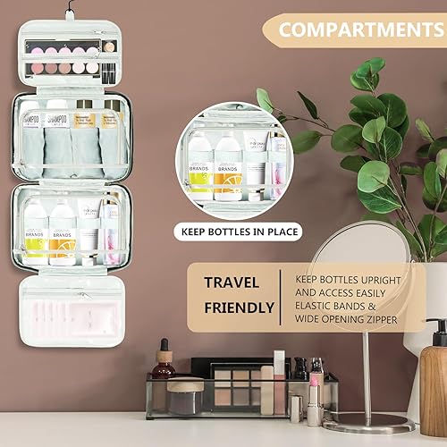Miniatura 5 de VLM Neceser de viaje, organizador de maquillaje con bolsa de cosméticos transparente aprobada por la TSA, artículos esenciales de viaje, accesorios