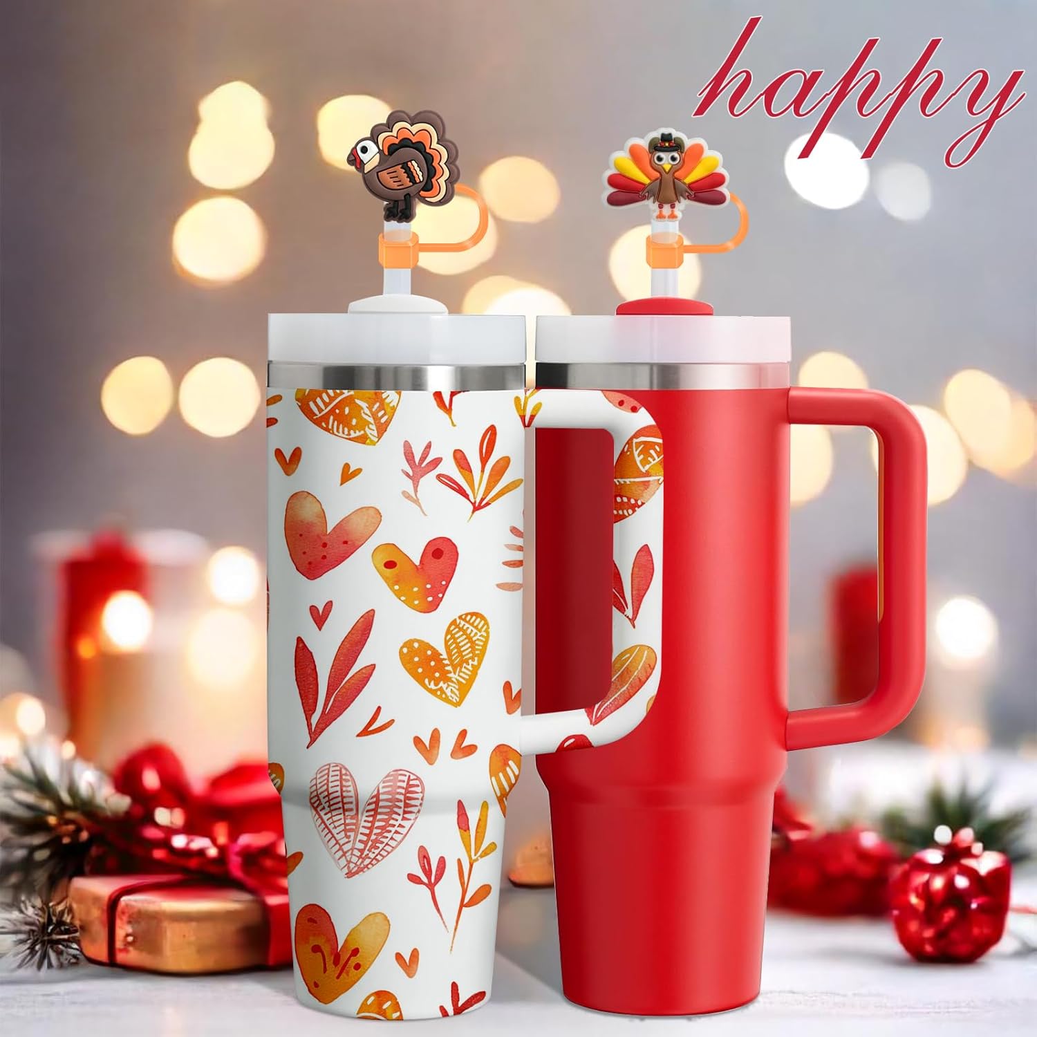 Stanley 4 Pack Thanksgiving Straw Covers - Silicone Fall Straw Toppers for 30&40 Oz Water Bottle - Turkey, Thanksgiving Gifts - Image 5