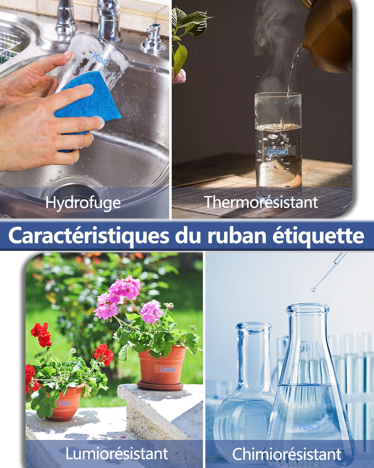 Lot de 40 Compatible TZE-133 pour P-touch Bleu sur Transparent 12 mm