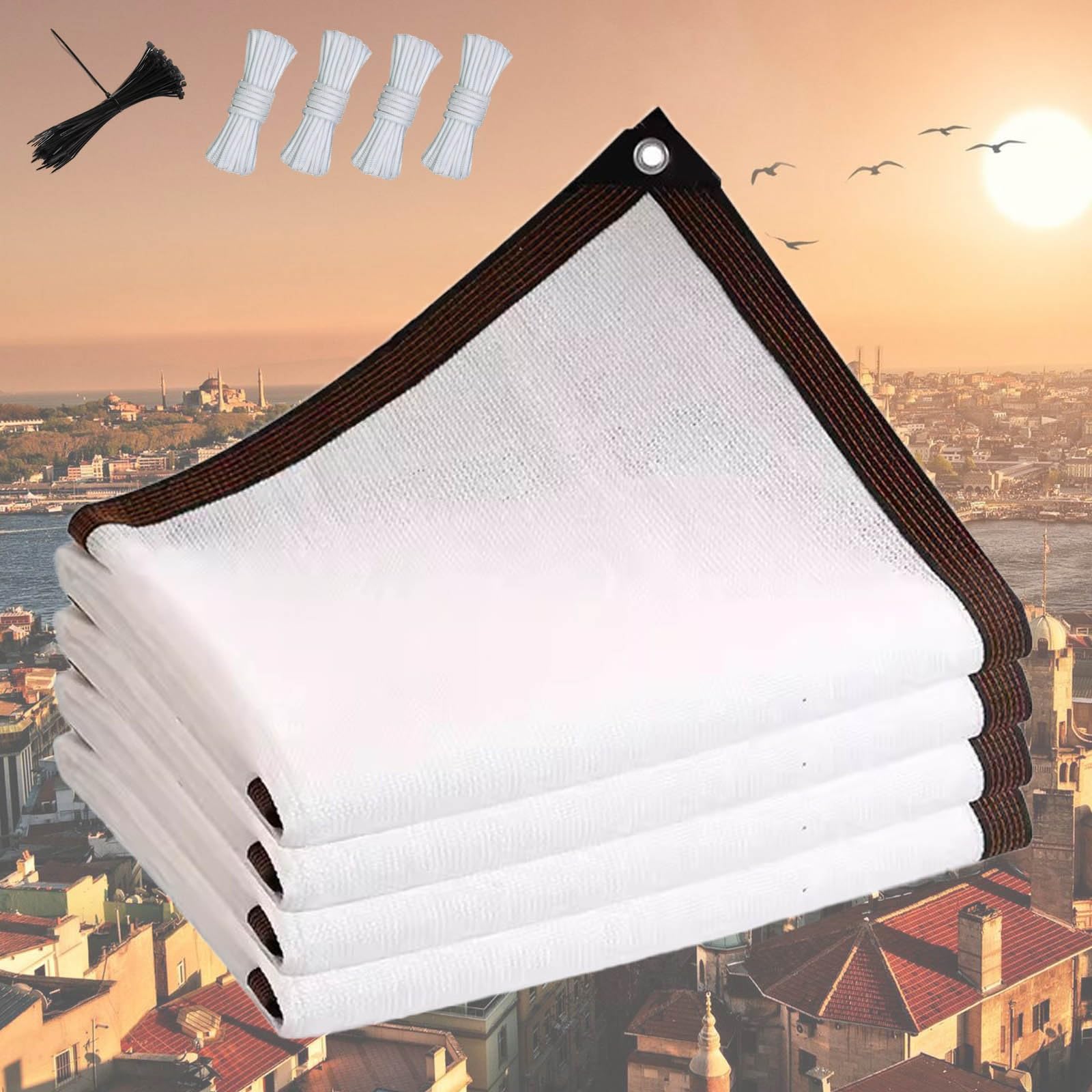 Voile d'ombrage 5x5m protection UV 90% filet en maille pour extérieur