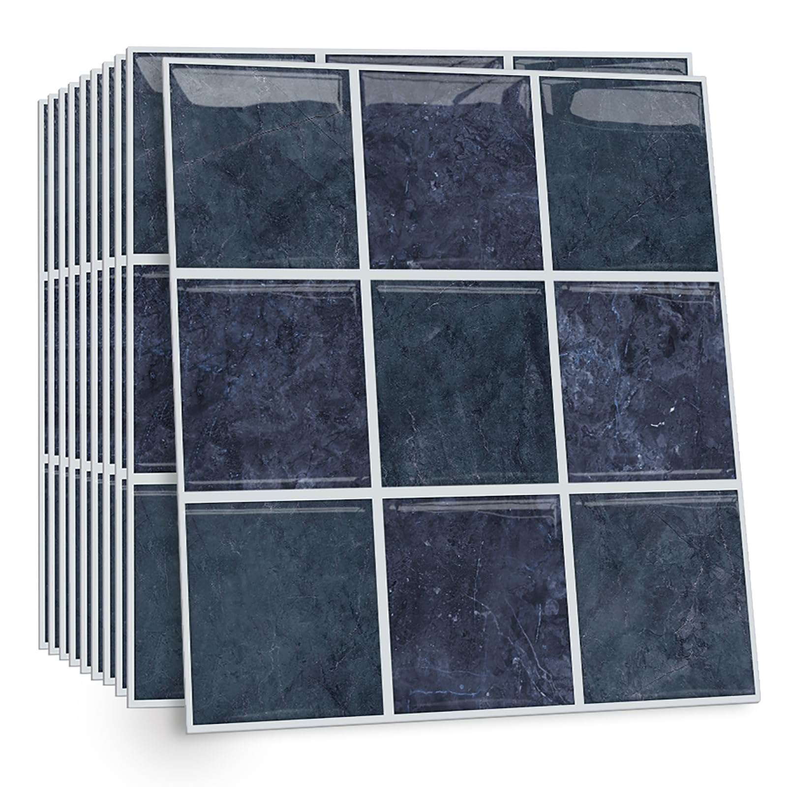 Celestdeco 2D Navy Blue Self Adhesive Wall Tiles,10 Pack Peel and Stick Tiles for Bathroom and Kitchen,Waterproof Adhesive Wall Tiles and Bathroom Tile Stickers 30x30cm โ image 1