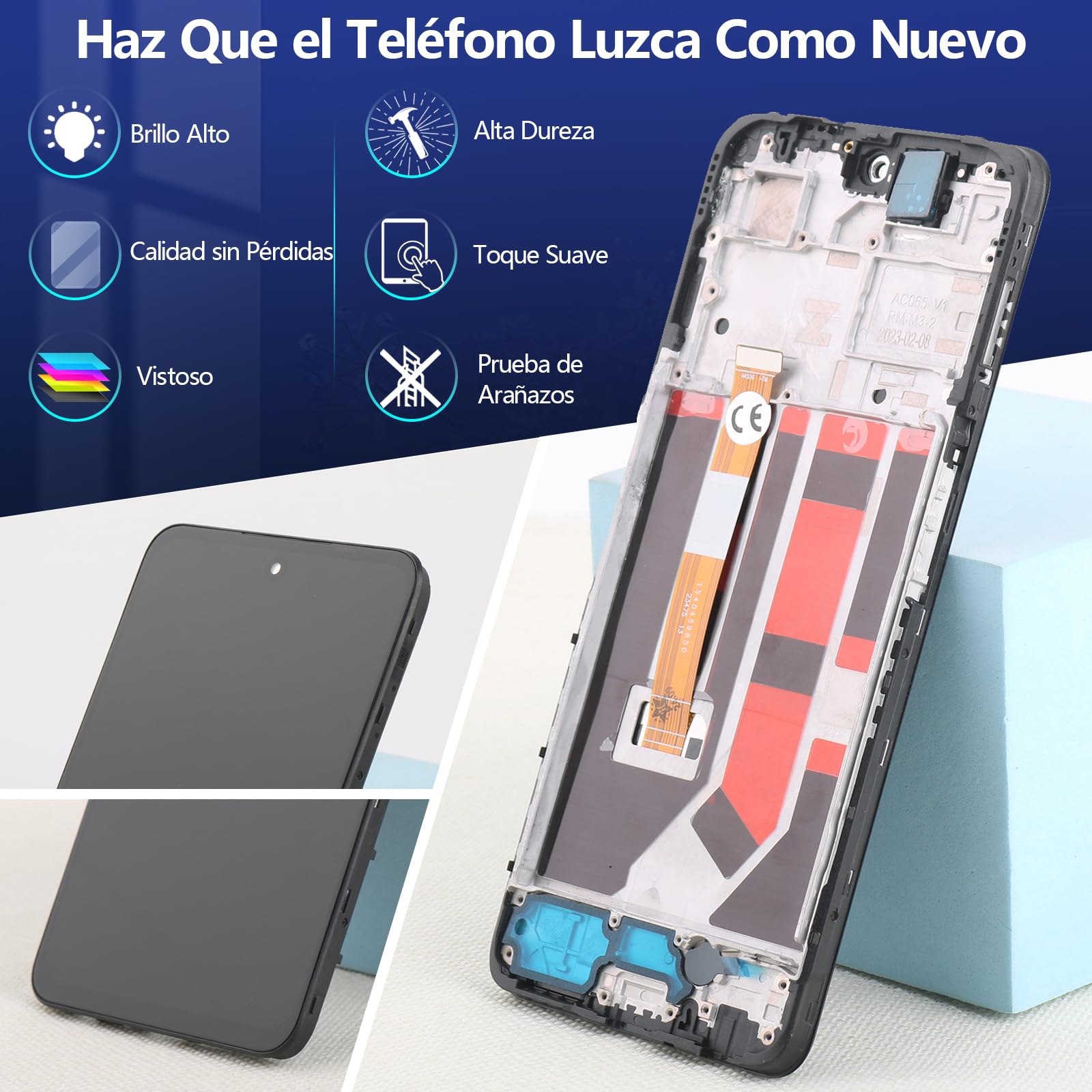 RongZy Pantalla para OPPO A98 5G Táctil LCD de Repuesto Ensamblaje Digitalizador Reemplazo para OPPO A98 CPH2529 con Herramientas de Reparación(Negro con Marco)